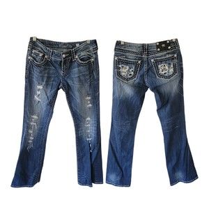 MISS ME  BOOT WOMEN'S JEANS SIZE 28‎ Thick Stitch Low Rise